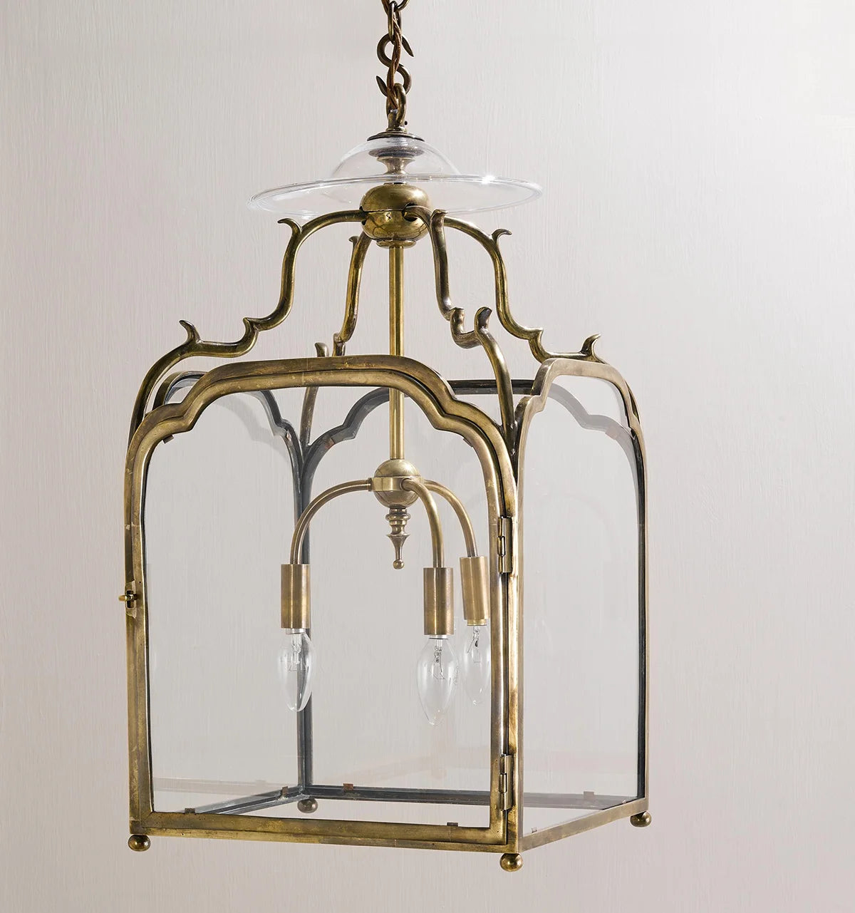 Corsham Lantern Large - Antique Brass - Downward Candles