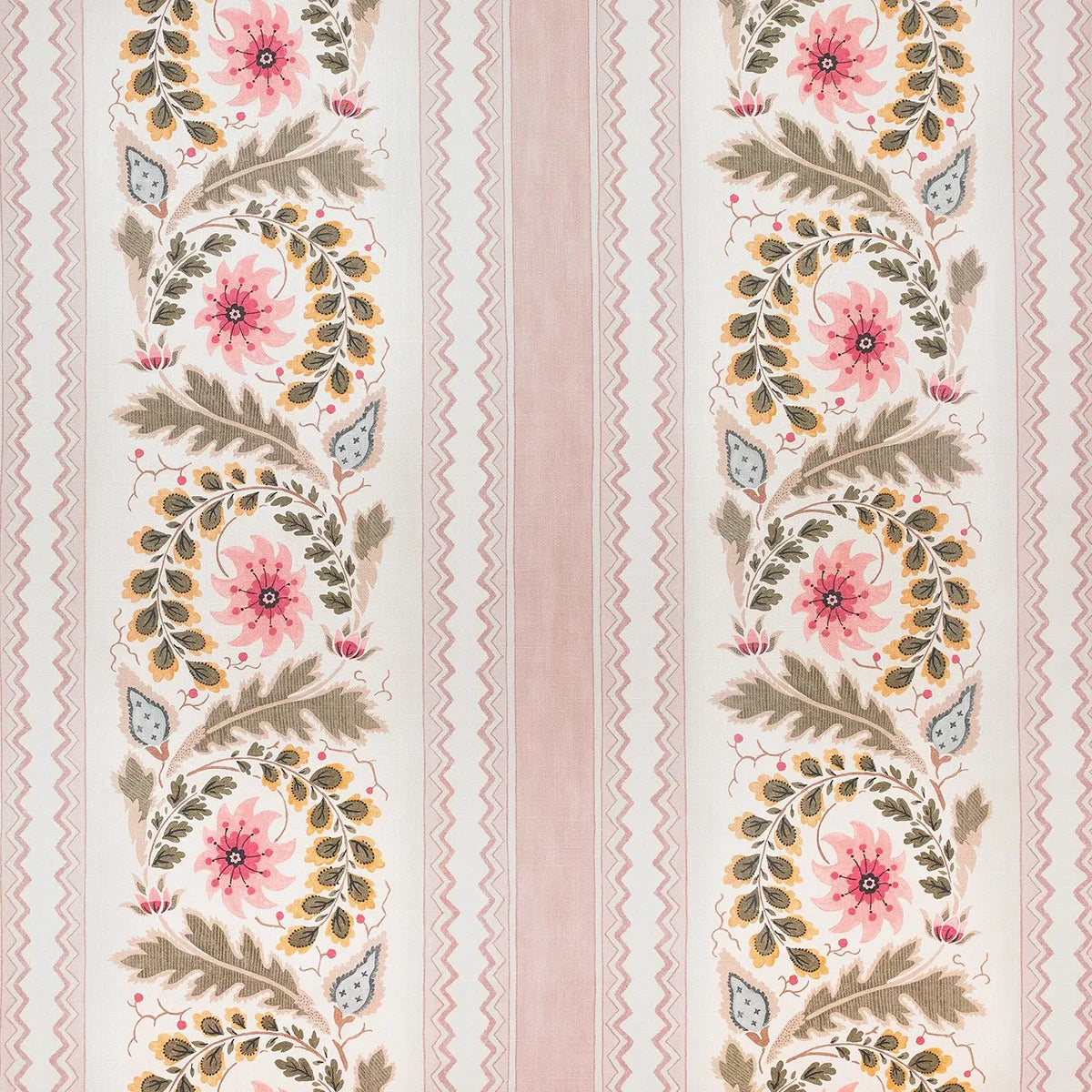 Floral Border Stripe - Rose