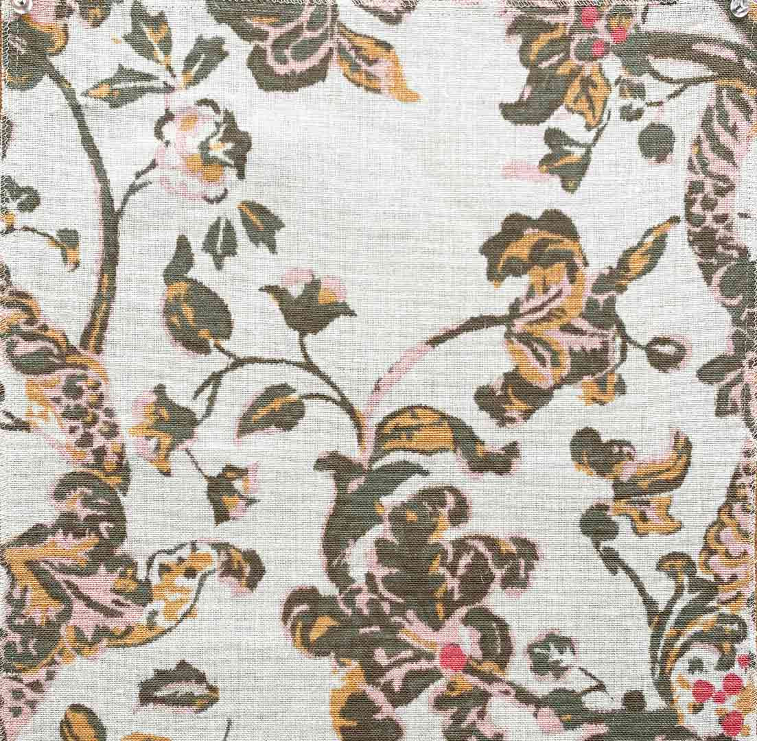Jacobean - Brown Pink Coral on Natural