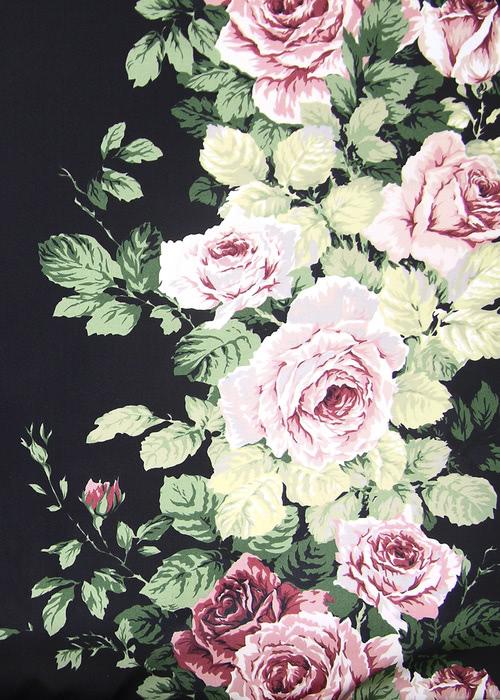 Cabbage Rose - Pink / Black