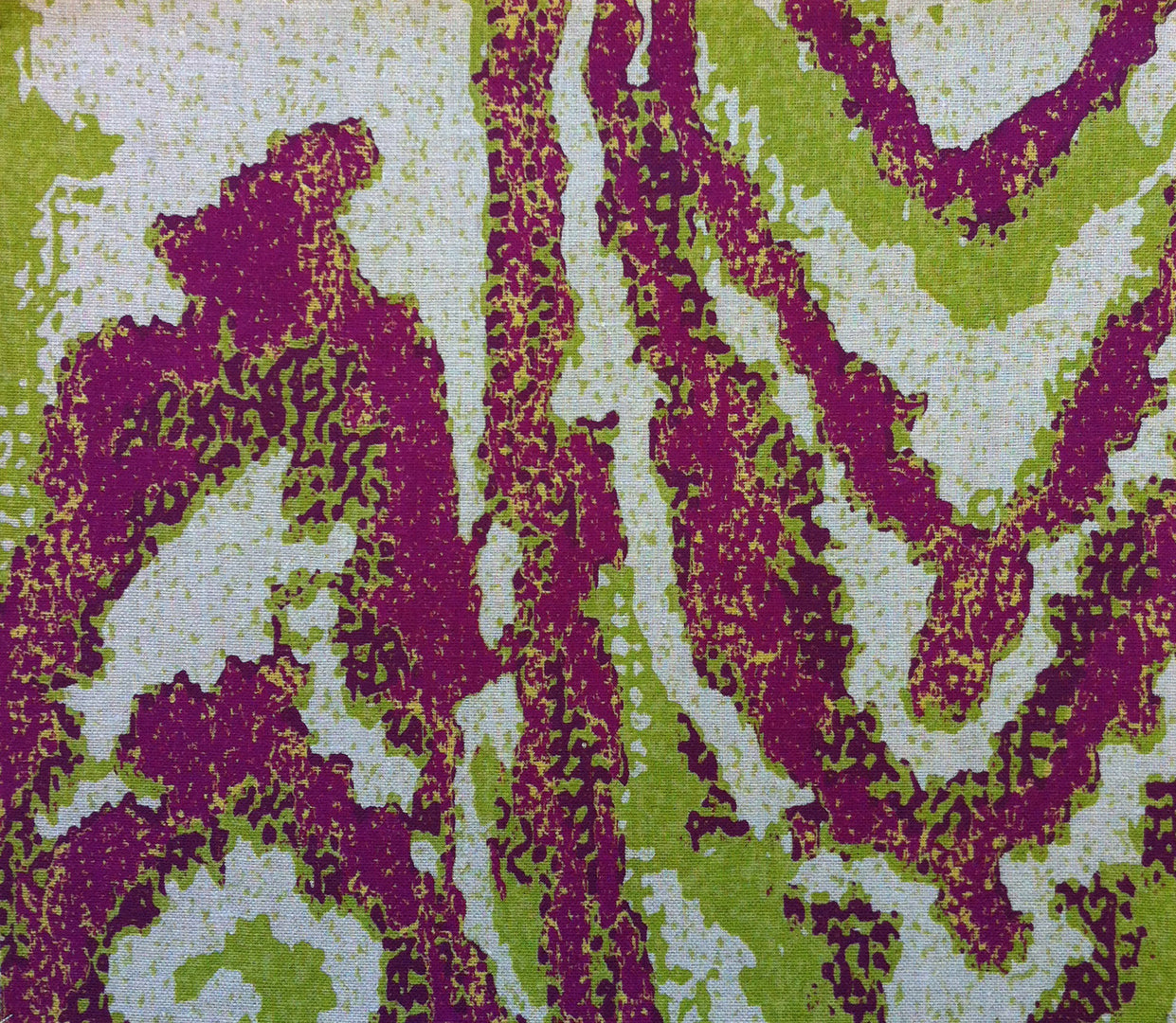 Boccanera Moire - Plum Yellow Chartreuse on Natural Linen