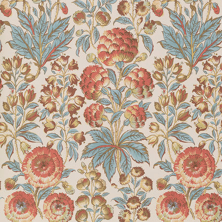 Isle Flower Wallpaper - Blue/Coral