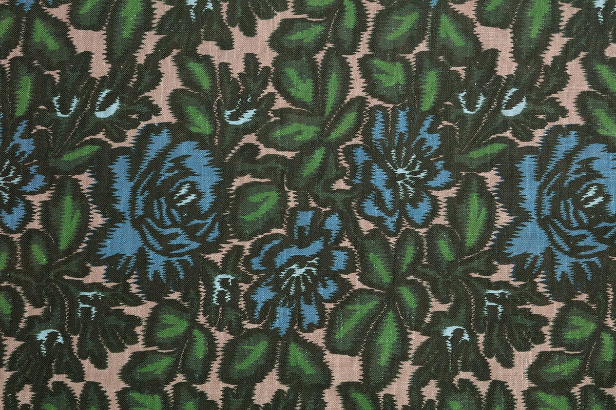 Jardin D'Ikat Sur Lin - Vert/Blue
