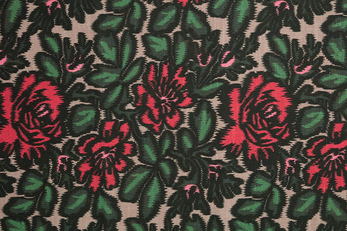 Jardin D'Ikat Sur Lin - Vert/Rose