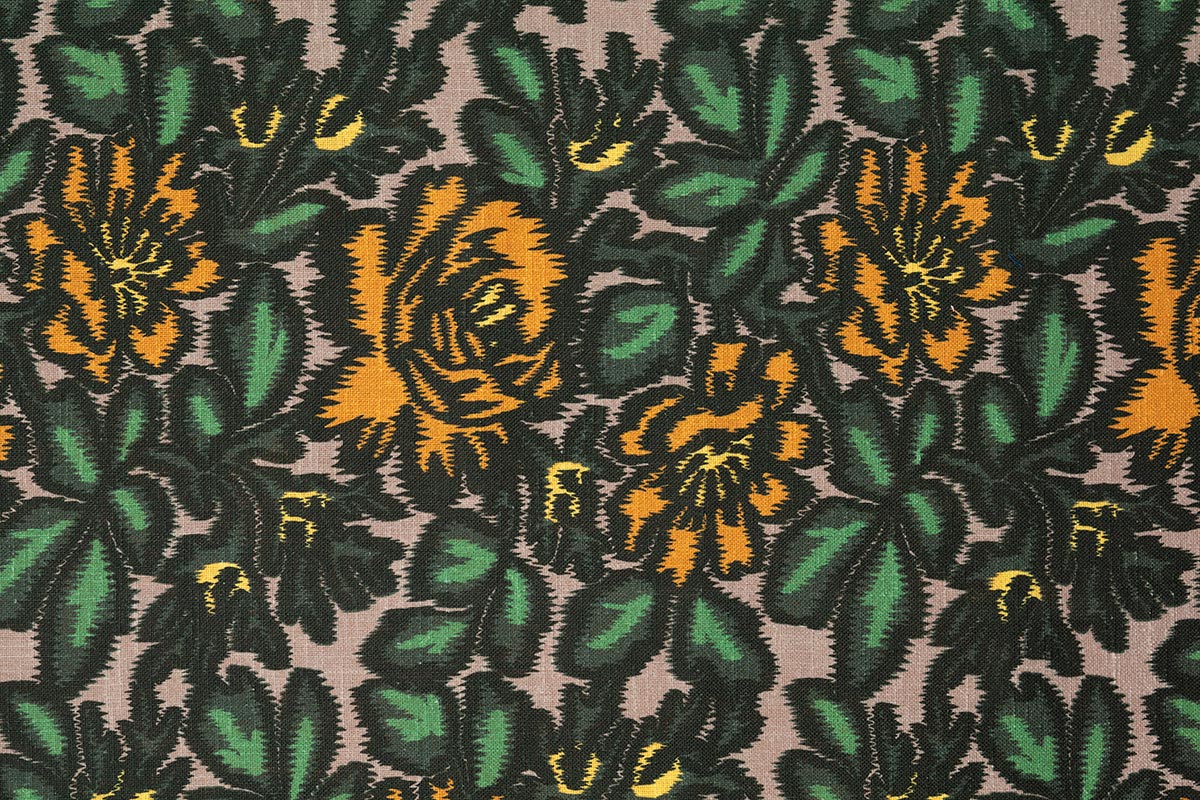 Jardin D'Ikat Sur Lin - Vert/Jaune