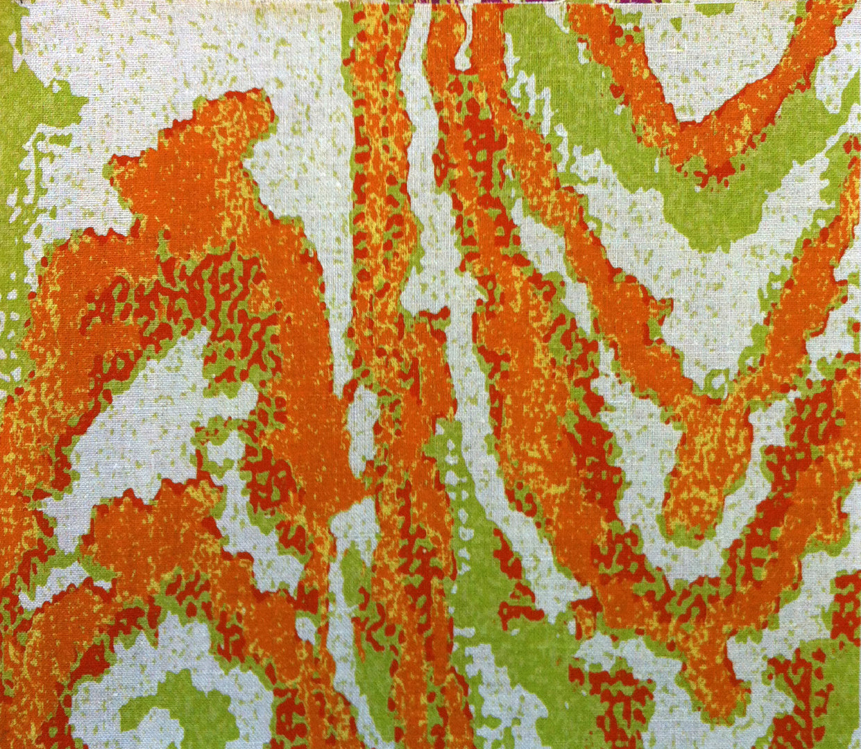 Boccanera Moire - Pumpkin Yellow Chartreuse on Natural Linen