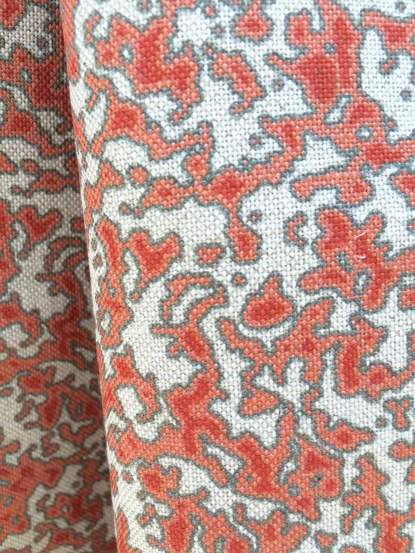 Mokume - Red on Natural Linen