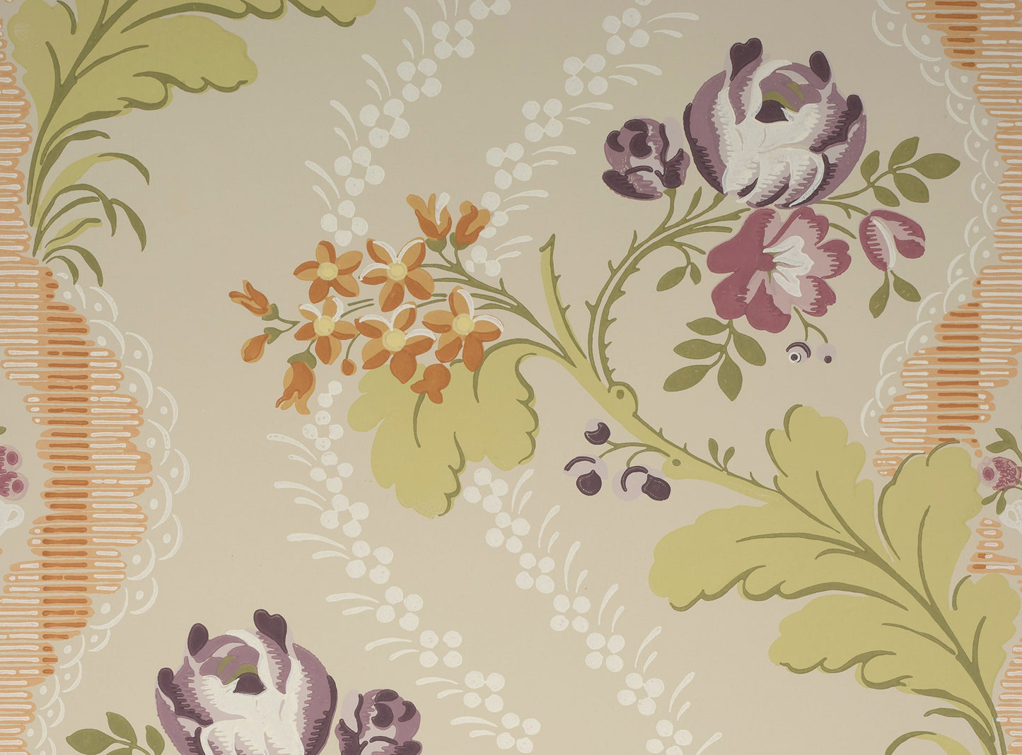 Roseanna Wallpaper - Purple/Mandarin