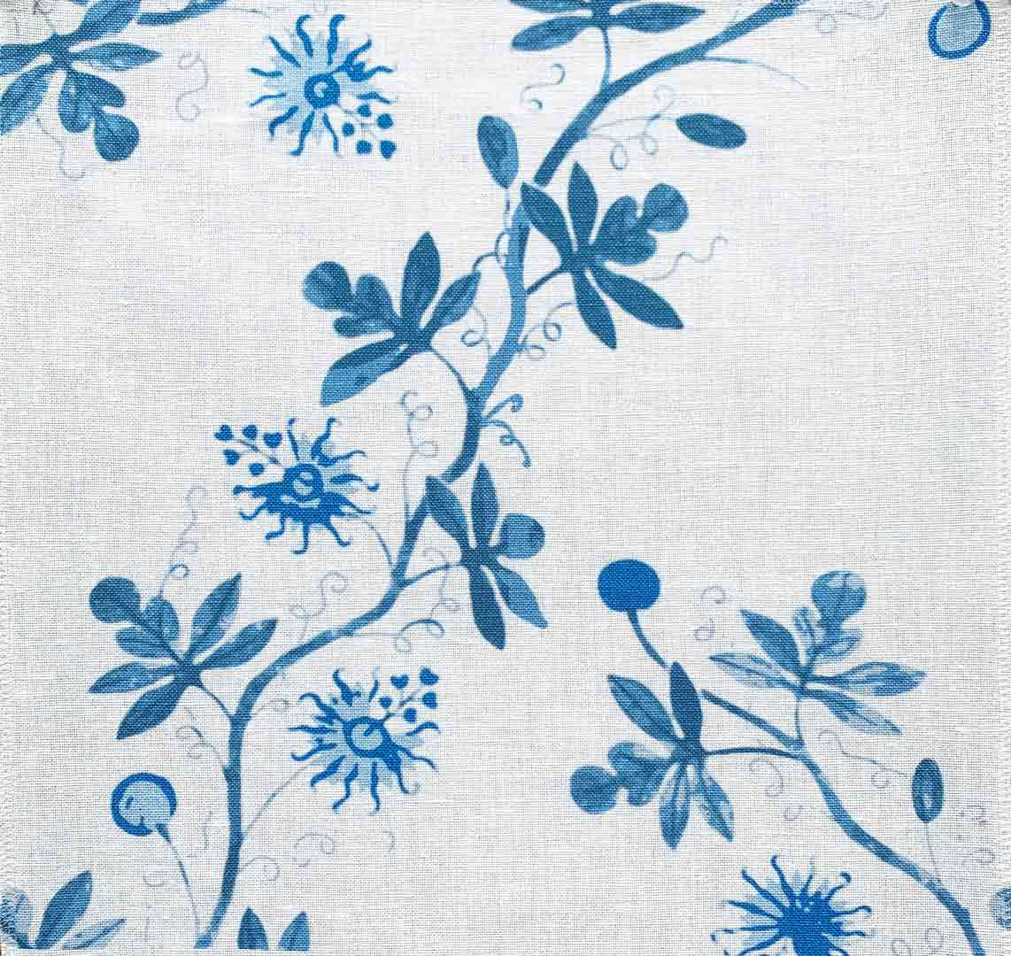 Garthwaite Vine - Blues on Natural Linen