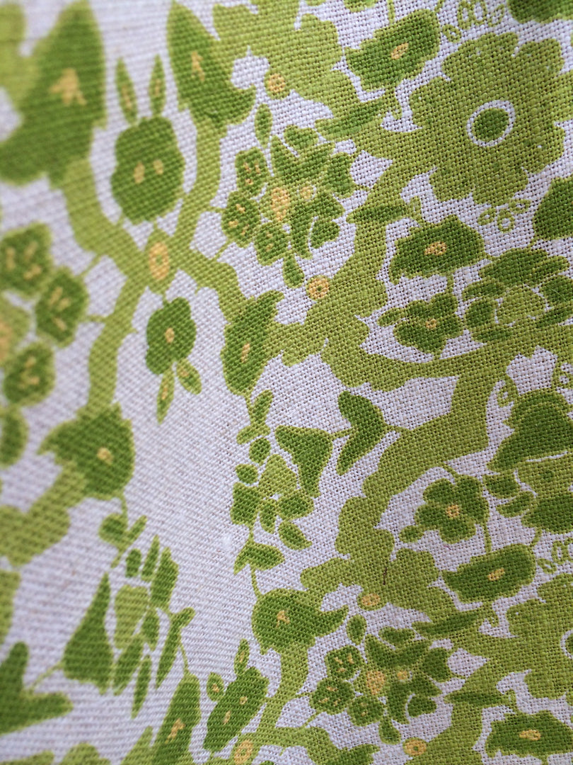 Kerman Mini - Greens on Natural Linen