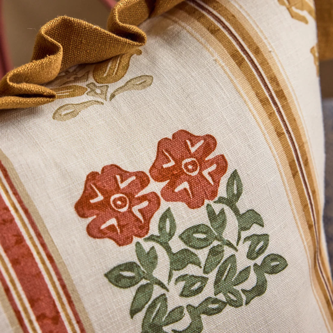 Folkloric Floral Stripe - Amber / Oyster