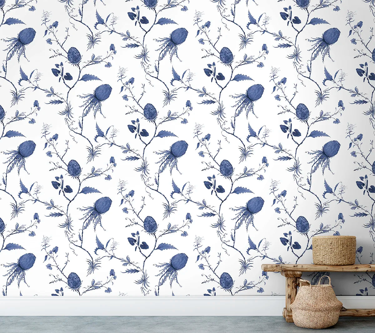 Artichoke Vine Wallpaper - Blue