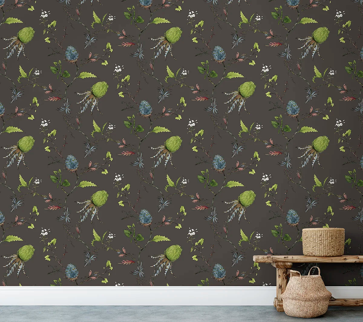 Artichoke Vine Wallpaper - Espresso