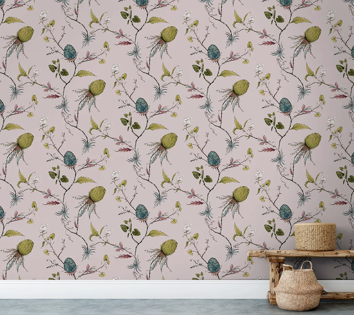 Artichoke Vine Wallpaper - Mauve