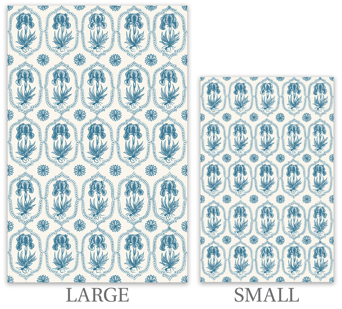 Besler Iris Wallpaper - Siam Blue, Soft White Large