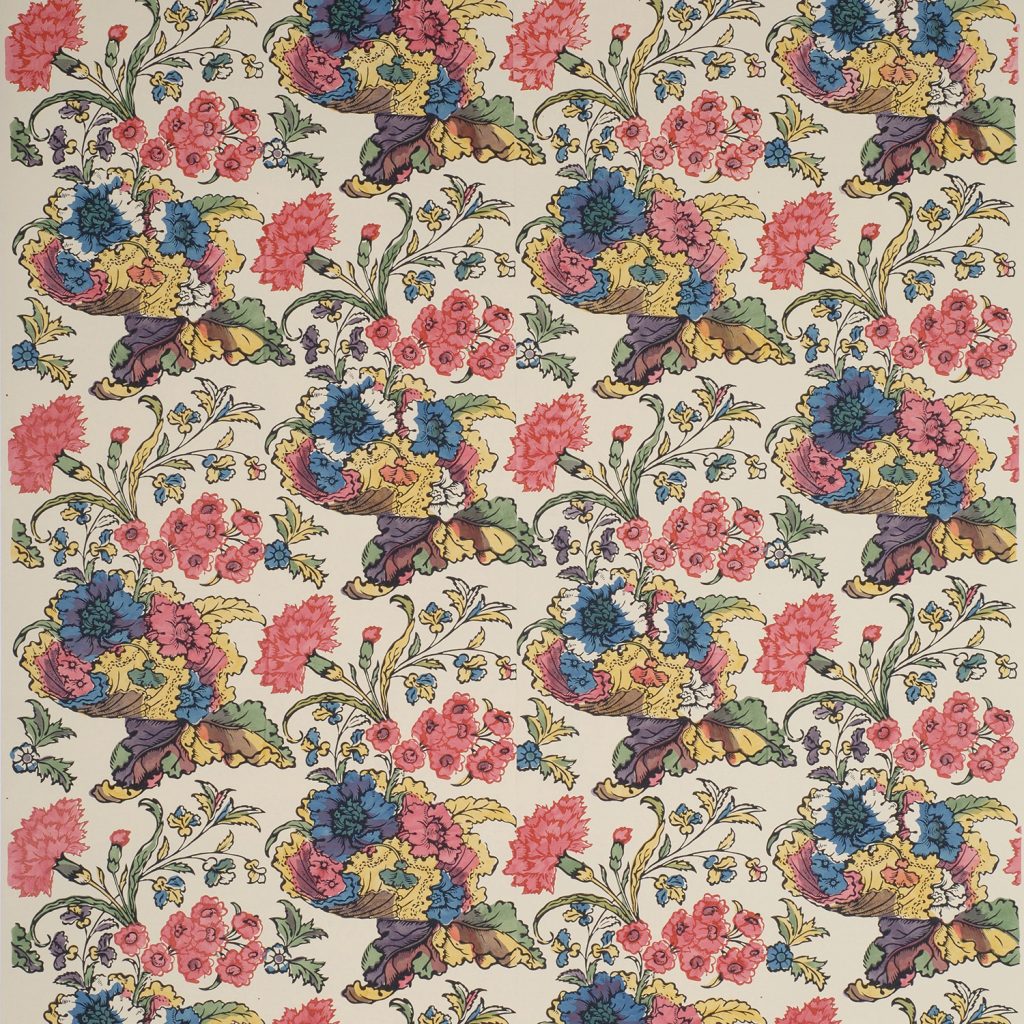 Carnations and Shells Wallpaper - White