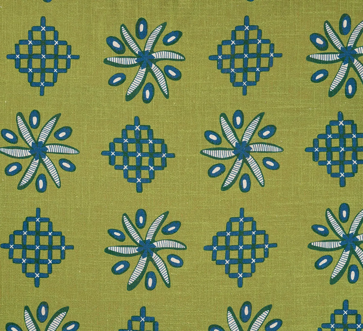 Casimir Sur Lin - Bleu Fond Olive