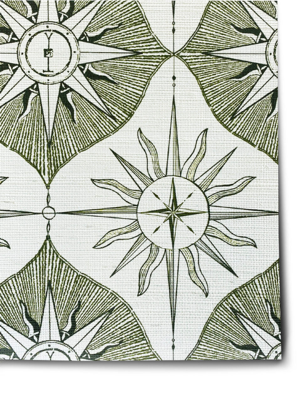 Compass Rose Wallpaper - Deep Green