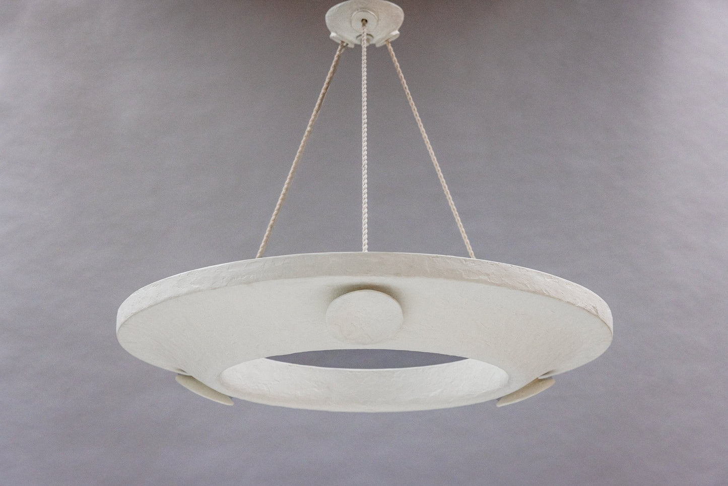 Petite Wolfe Disk Pendant 36in - White Plaster