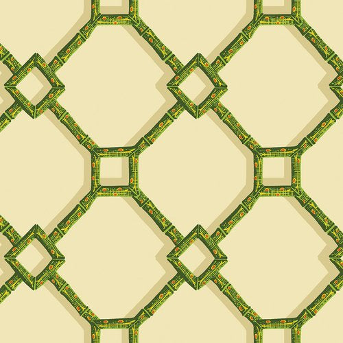Brighton Bamboo Wallpaper - Green on Tan