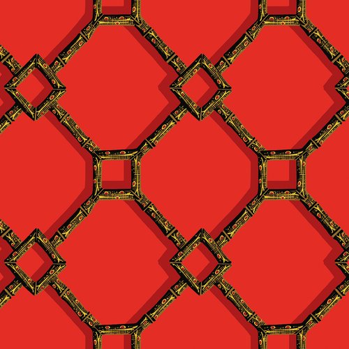 Brighton Bamboo Wallpaper - Black on Red