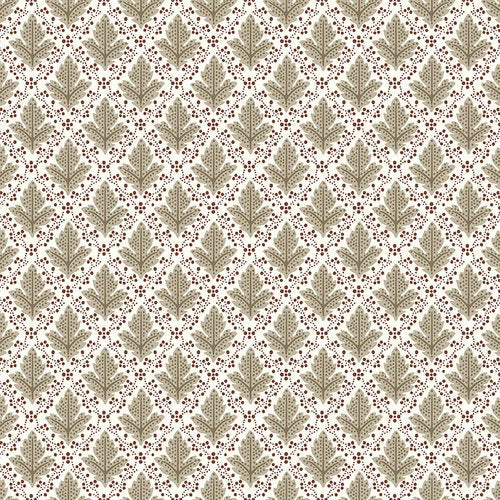Leaf Trellis Wallpaper - Taupe / Red