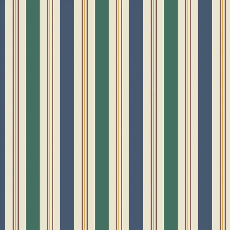 La Fenice Stripe Wallpaper - Navy / Green
