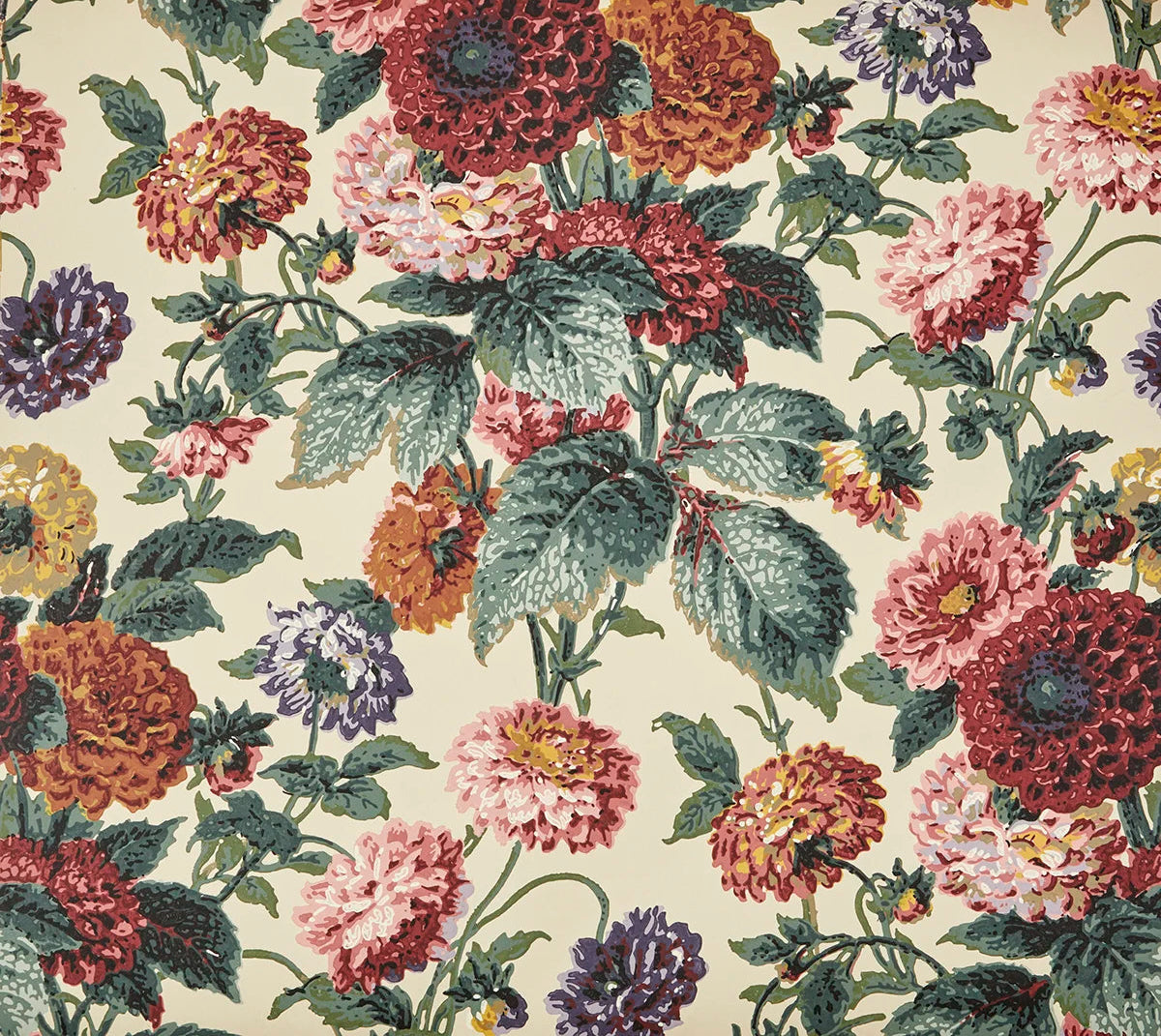 Dahlias Wallpaper - Parchment