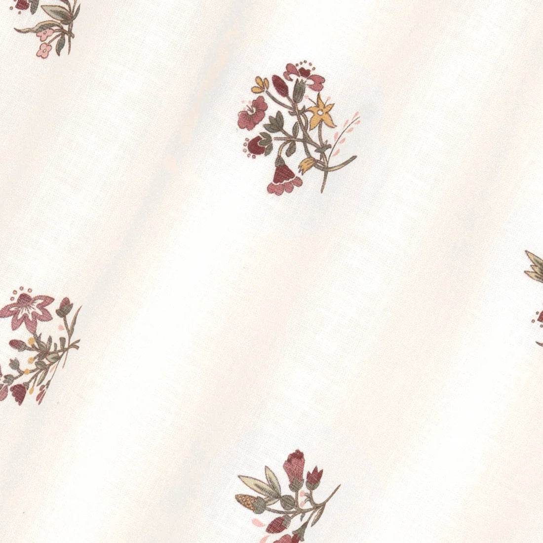 Flax & Field Posy Printed Linen Voile - Scarlet / Oyster