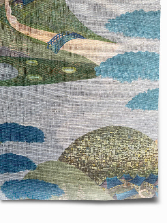 Fortune River - East (Green Trees) on Grasscloth