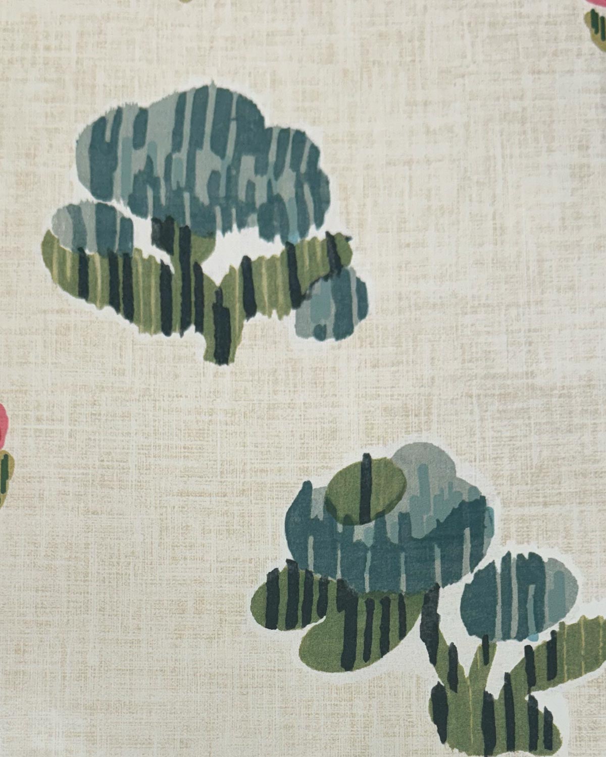 Ikat Rose Wallpaper - Verd de Mer