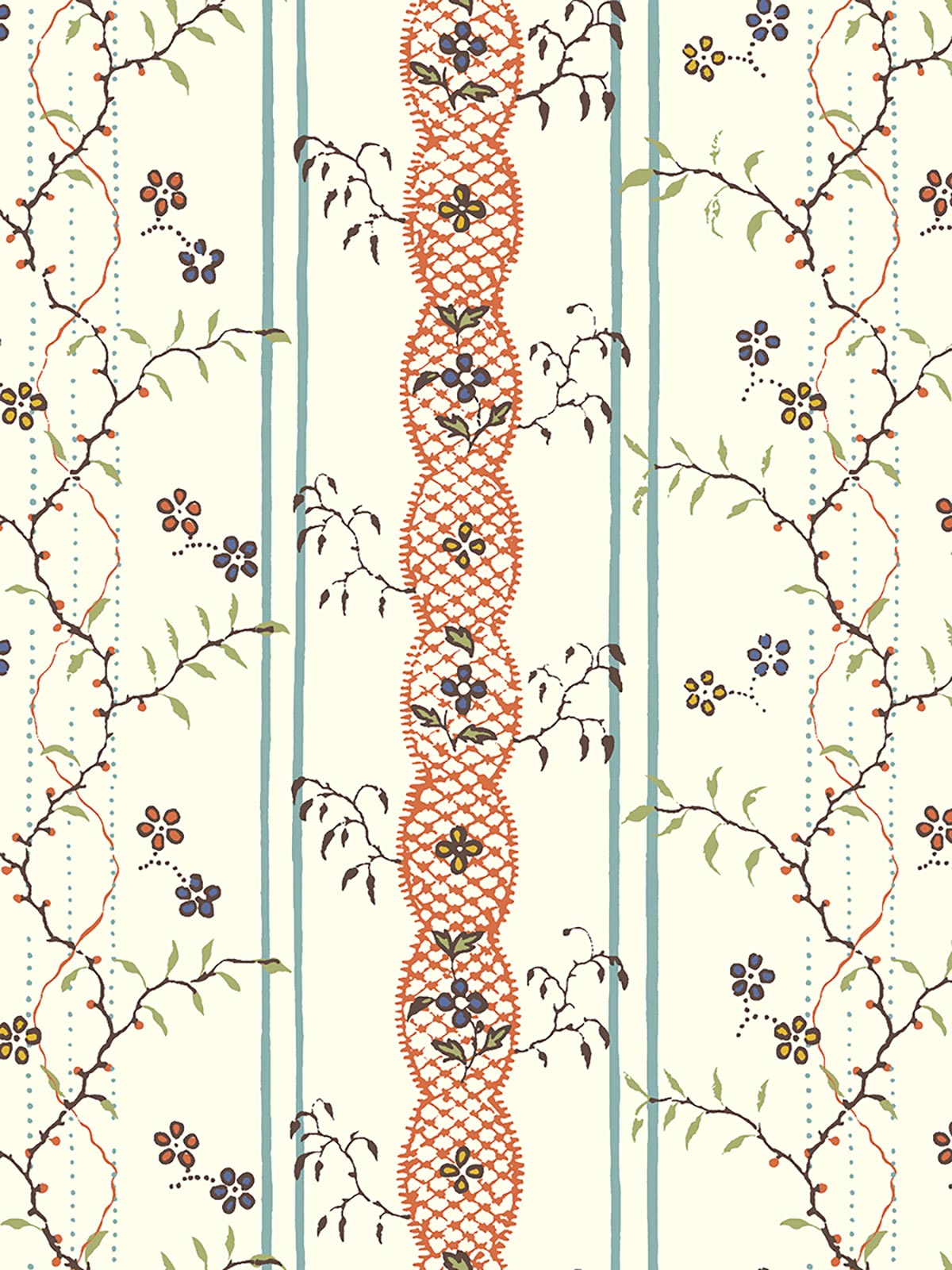 Josephine Wallpaper - Cinnamon and Teal