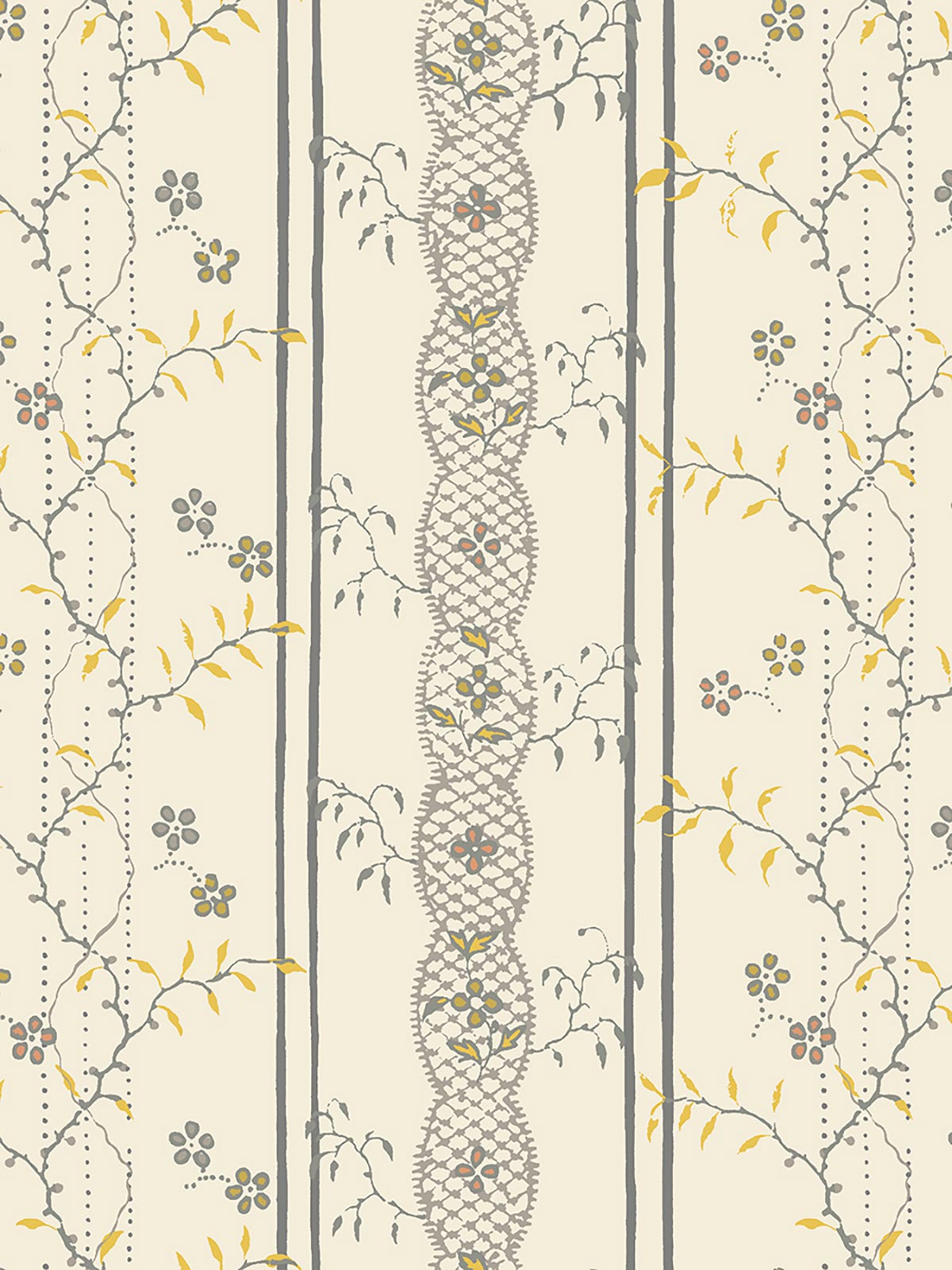 Josephine Wallpaper - Ochre and Grey