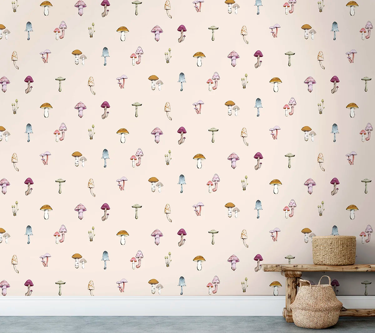 Mushrooms Wallpaper - Bisque