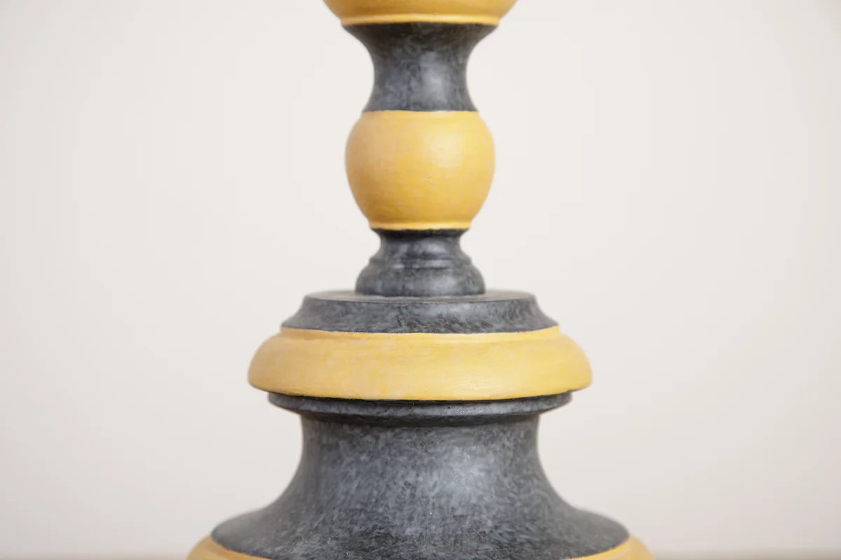 Mrs Pricket Lamp - Hand painted black and yellow ochre