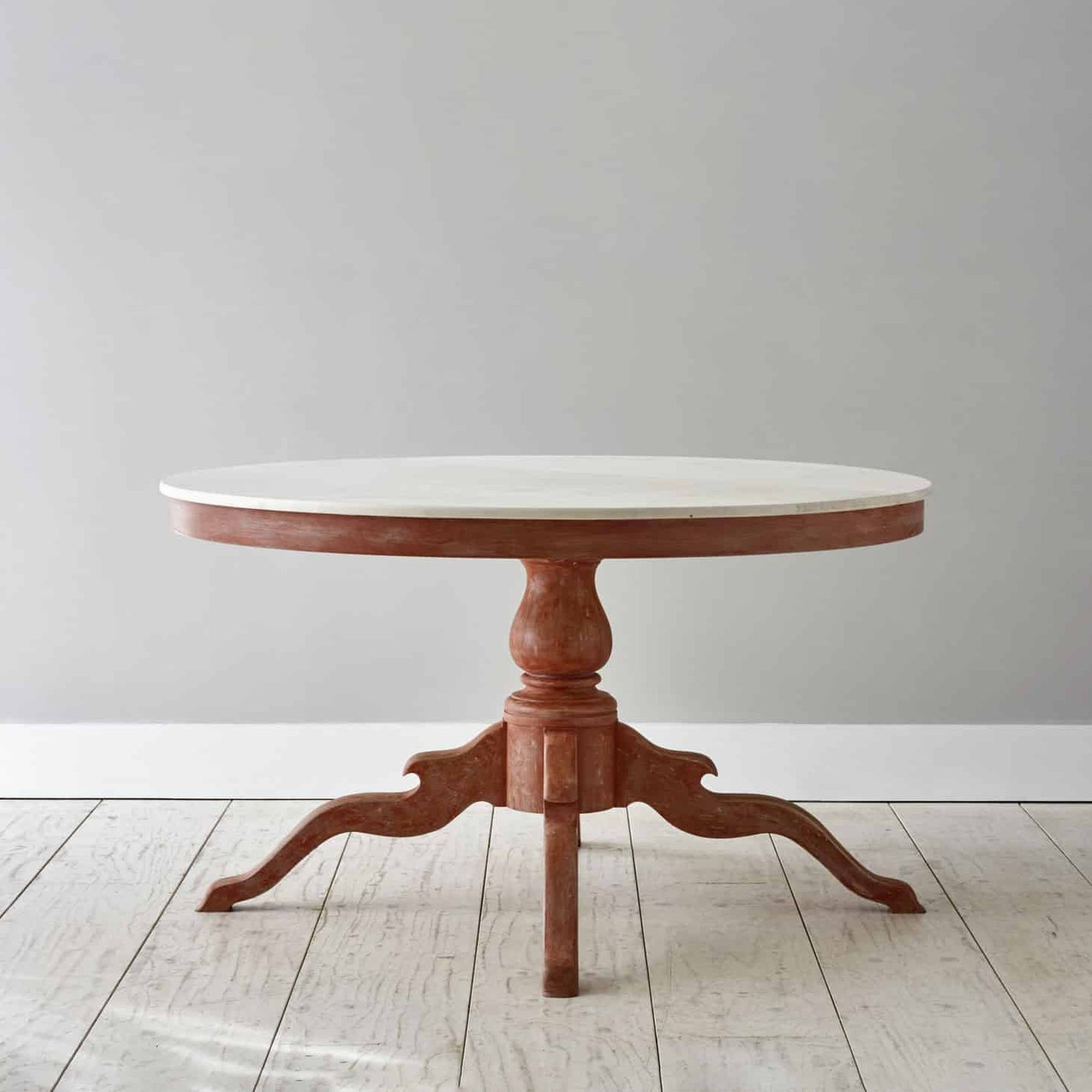 Galloping Dining Table - Solid beech base with distressed painted finish. Solid sycamore top
