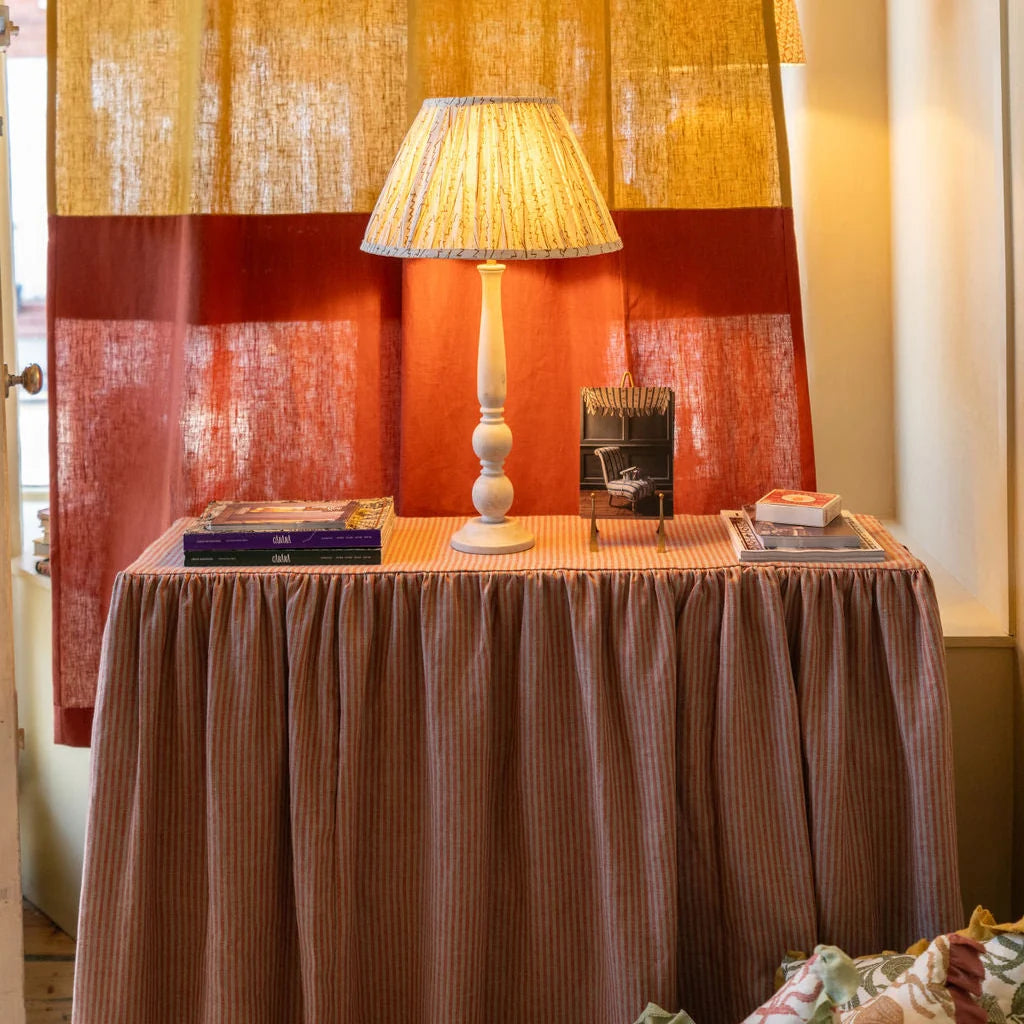 Narrow Stripe Linen - Terracotta / Natural