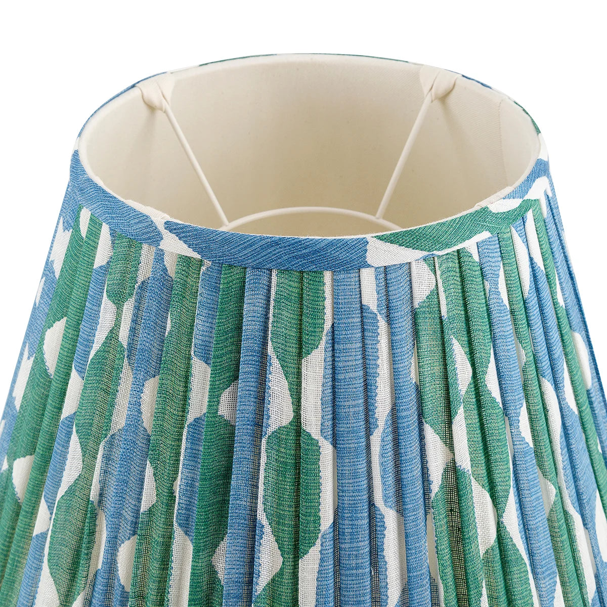 16 Inch Round Gathered Bedwyn Lampshade - Green and Blue Whittle