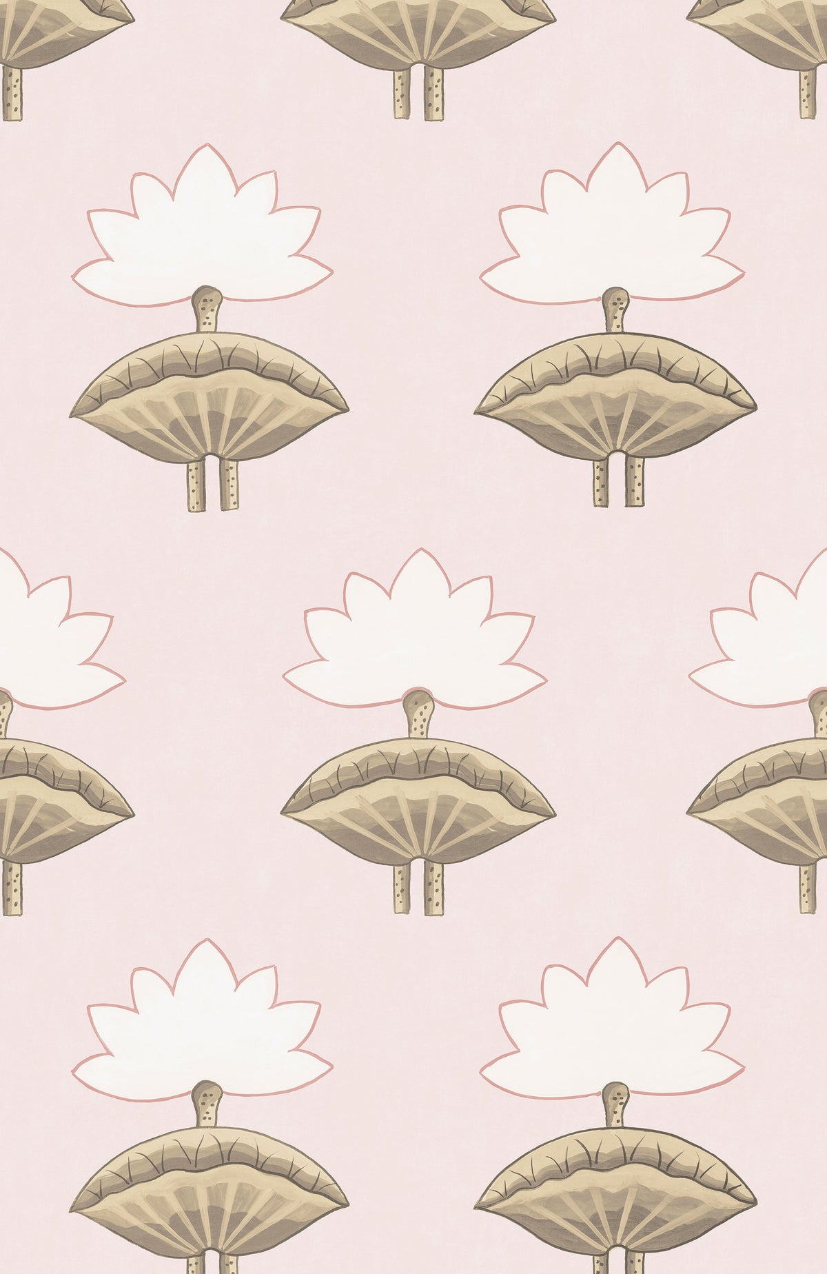Pichwai Lotus Wallpaper - Pale Pink