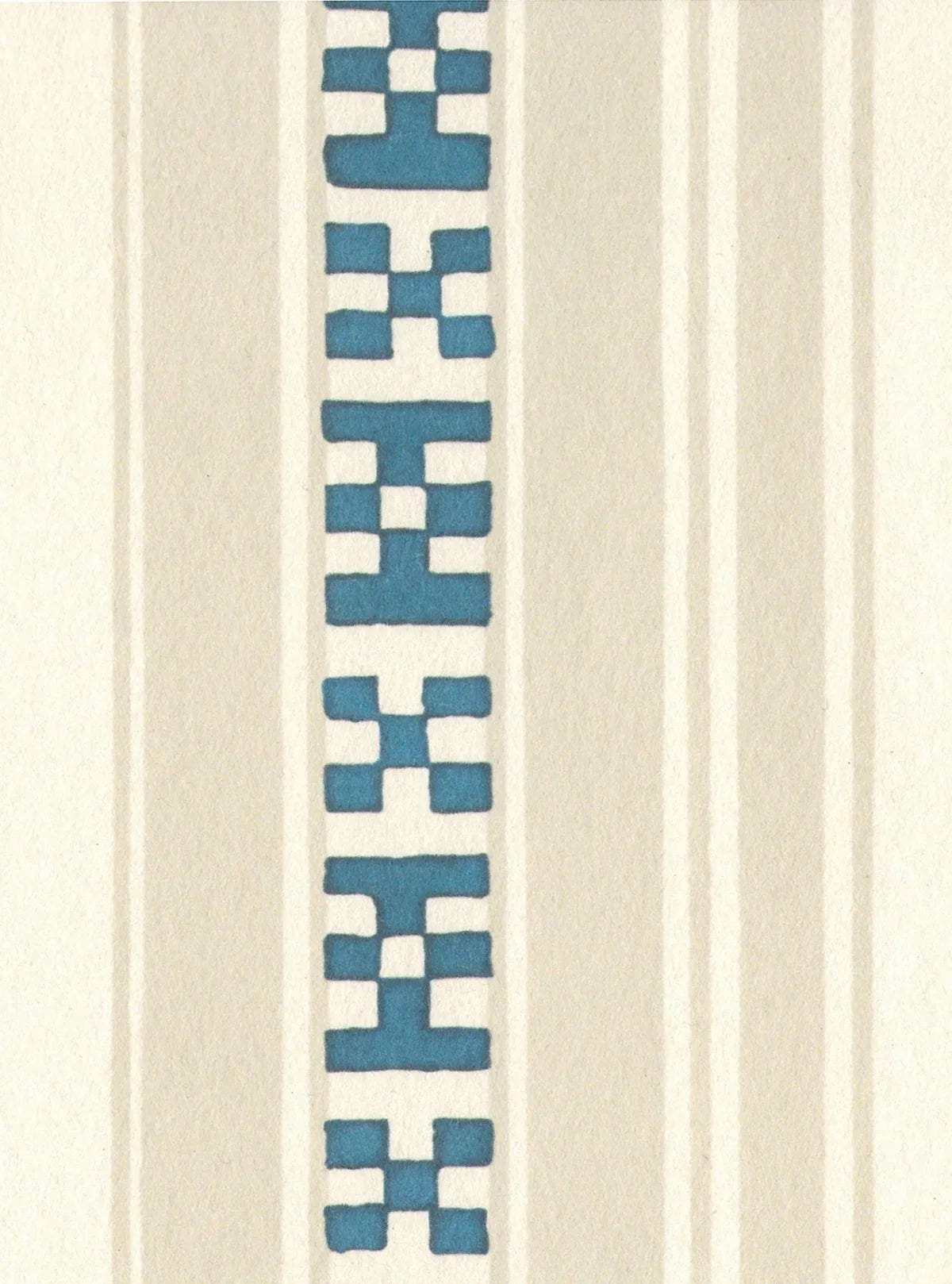 Rayures Broderies Wallpaper - Blue & Beige