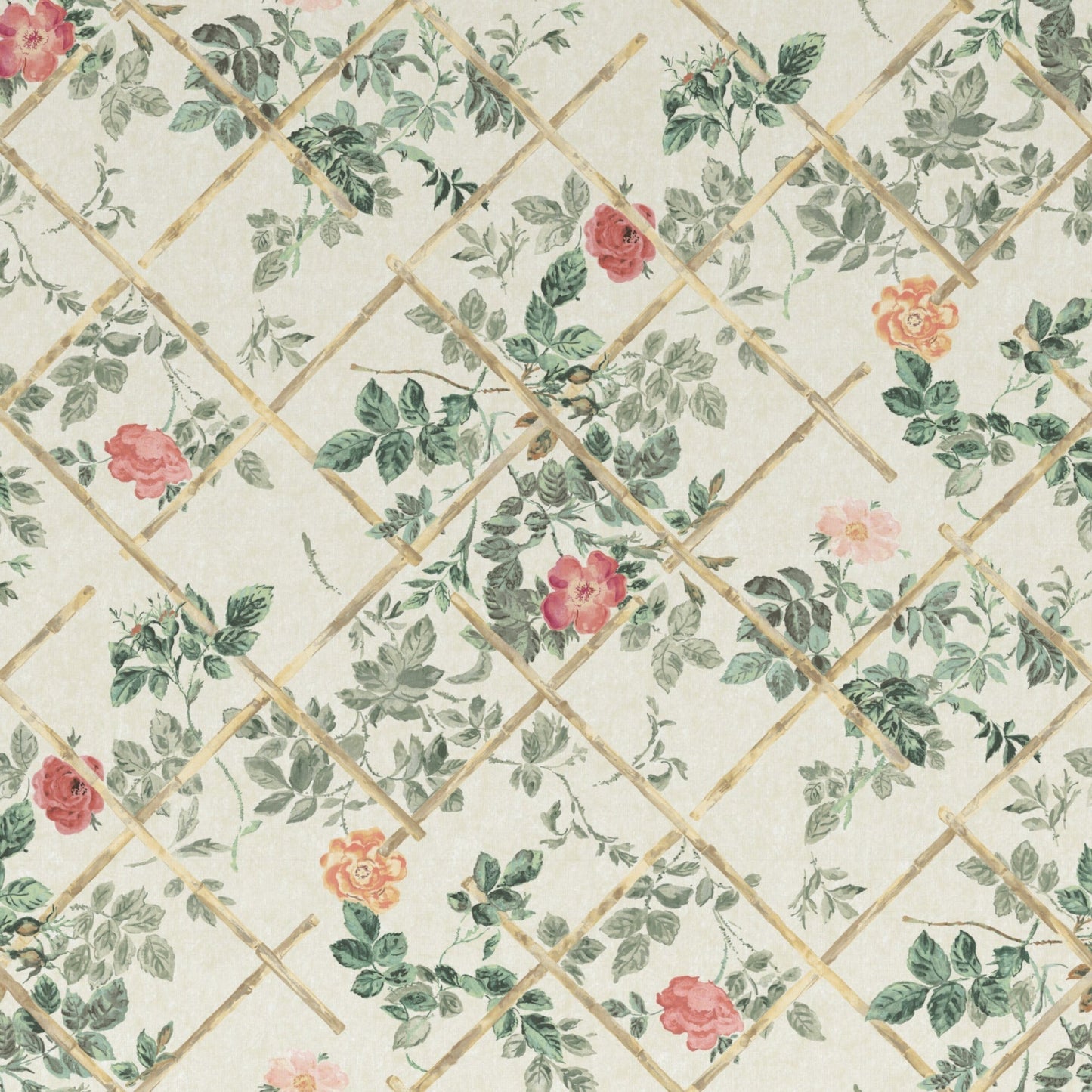 Rose Trellis - Cream/Pink