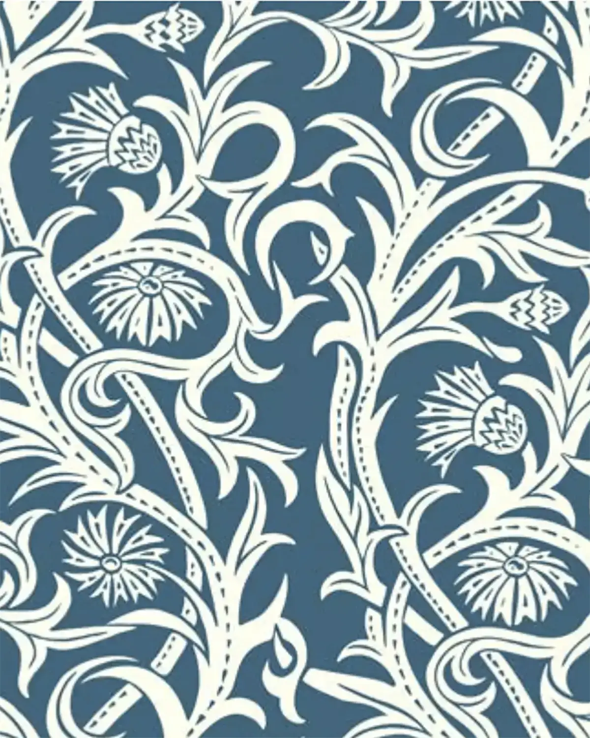 Cardoon - Digital - Chalk White on Dark Blue