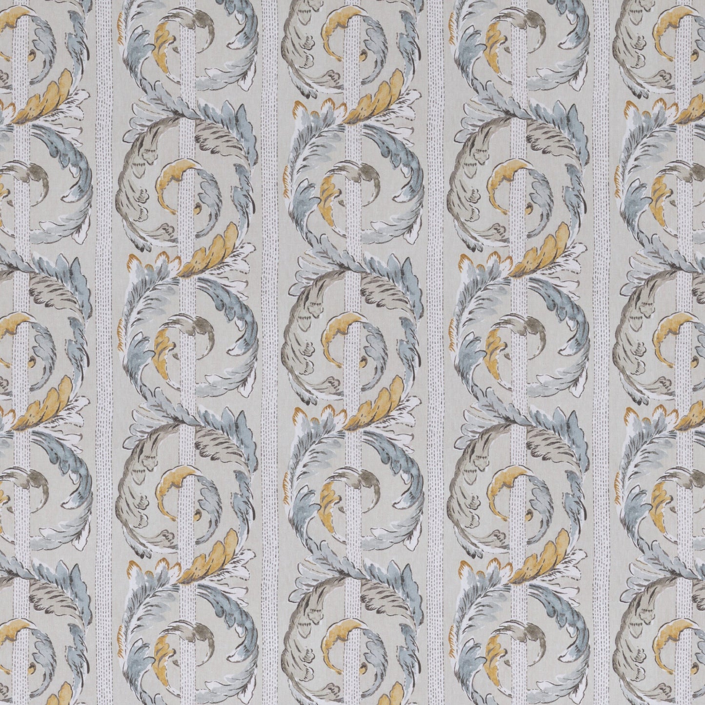 Scrolling Leaves - Gold/Blue