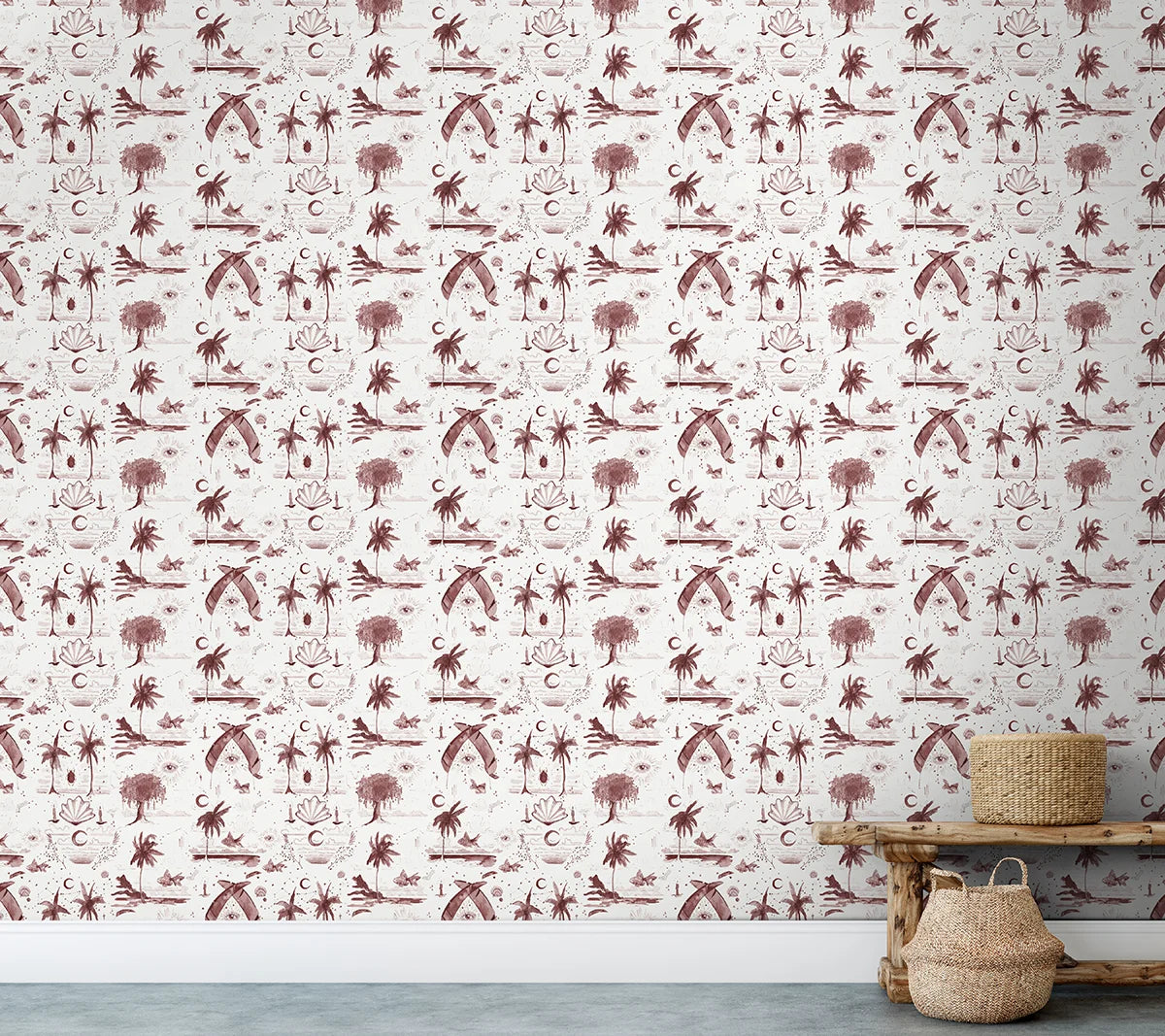 Toile Wallpaper - Cabernet