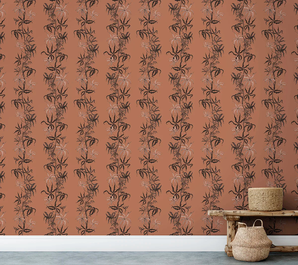 Vertical Fern Wallpaper - Terracotta