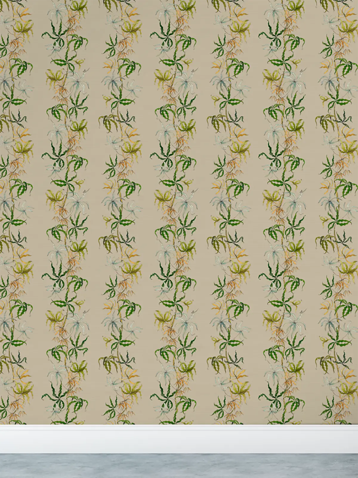 Vertical Fern Grasscloth Wallpaper - Malt