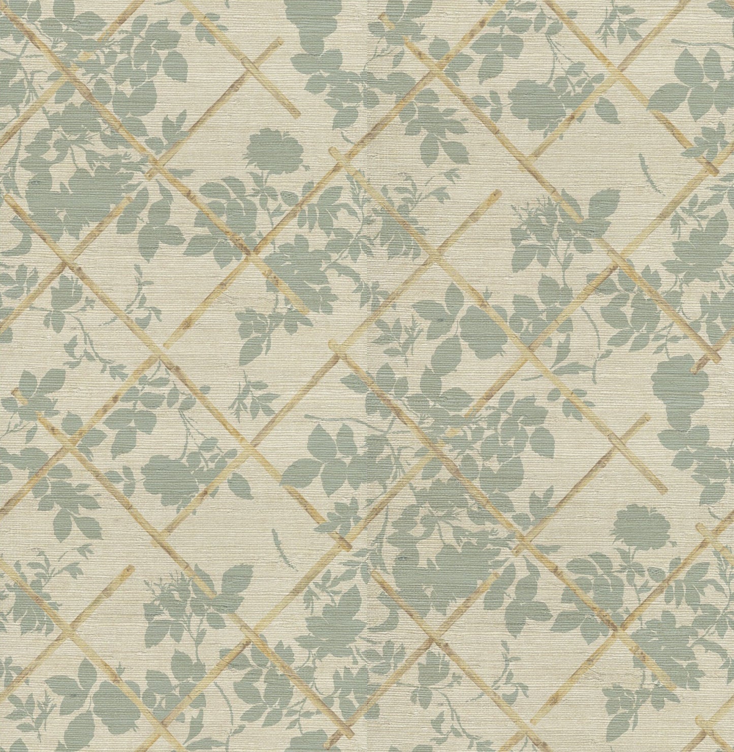 Cameo Trellis Grasscloth Wallpaper - Ocean