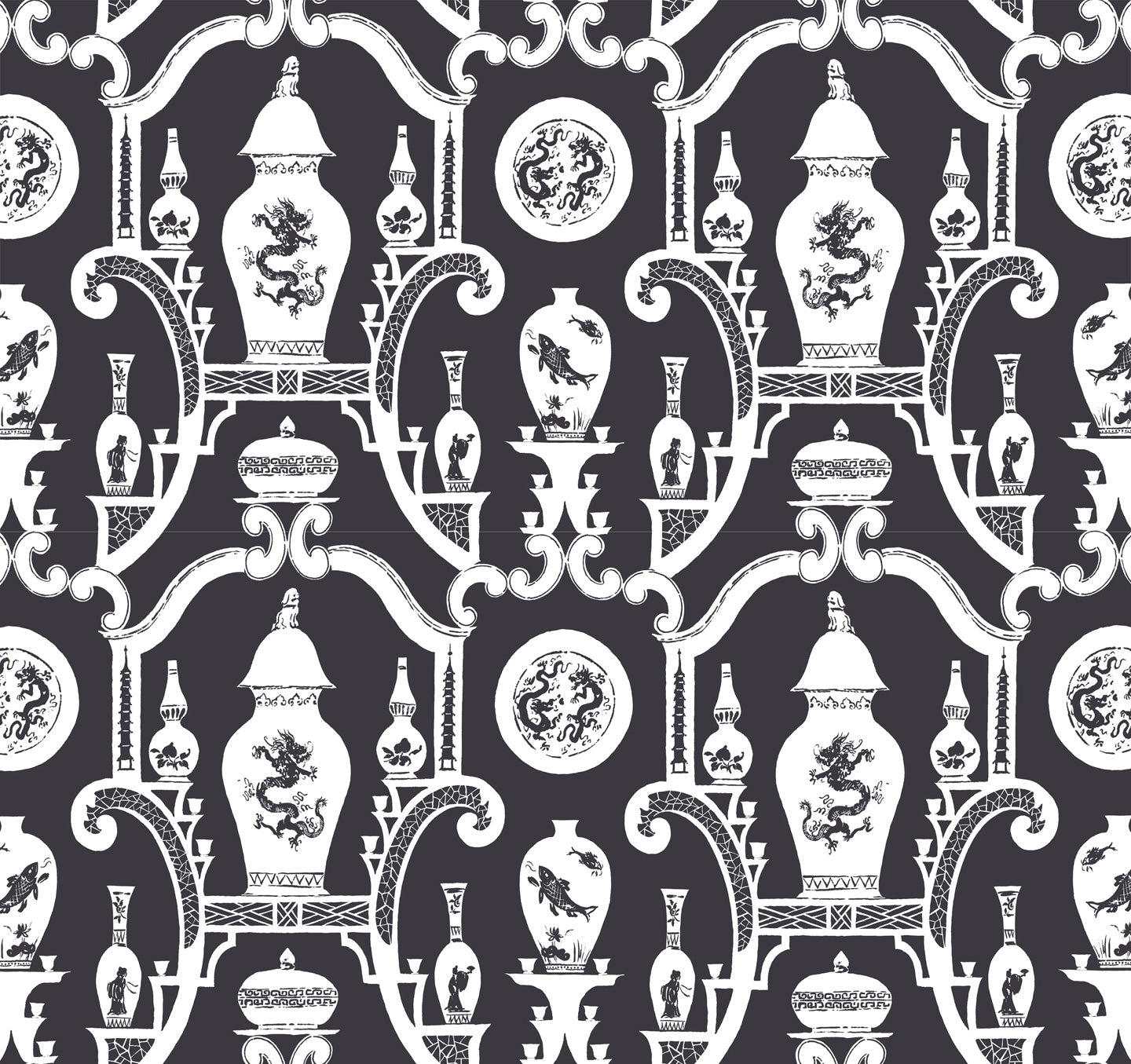 Cathay Wallpaper - Charcoal