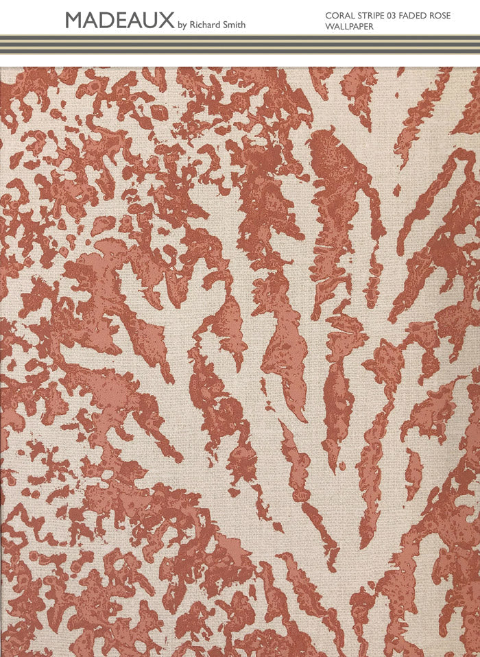 Coral Stripe Wallpaper - Faded Rose