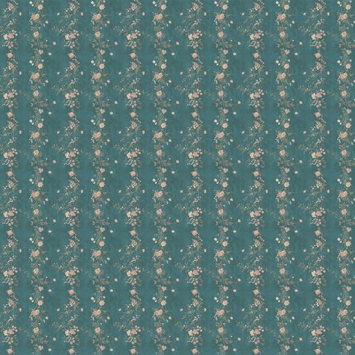 Floral Stripe Wallpaper - Teal